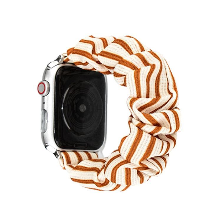 Stylish scrunchie band for Fitbit Versa in orange and white stripes