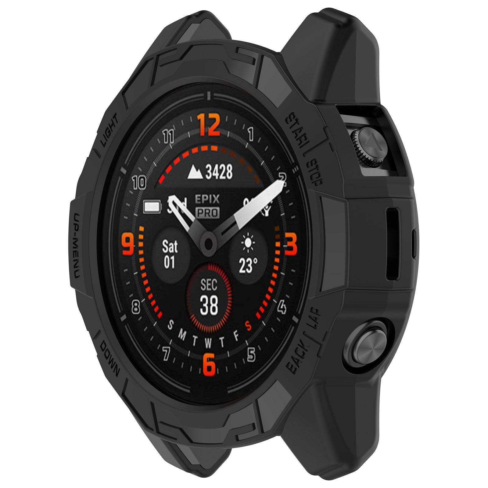 Shockproof Armor Protective Case for GARMIN Fenix E, designed for ultimate protection with reinforced edges and a rugged black finish.