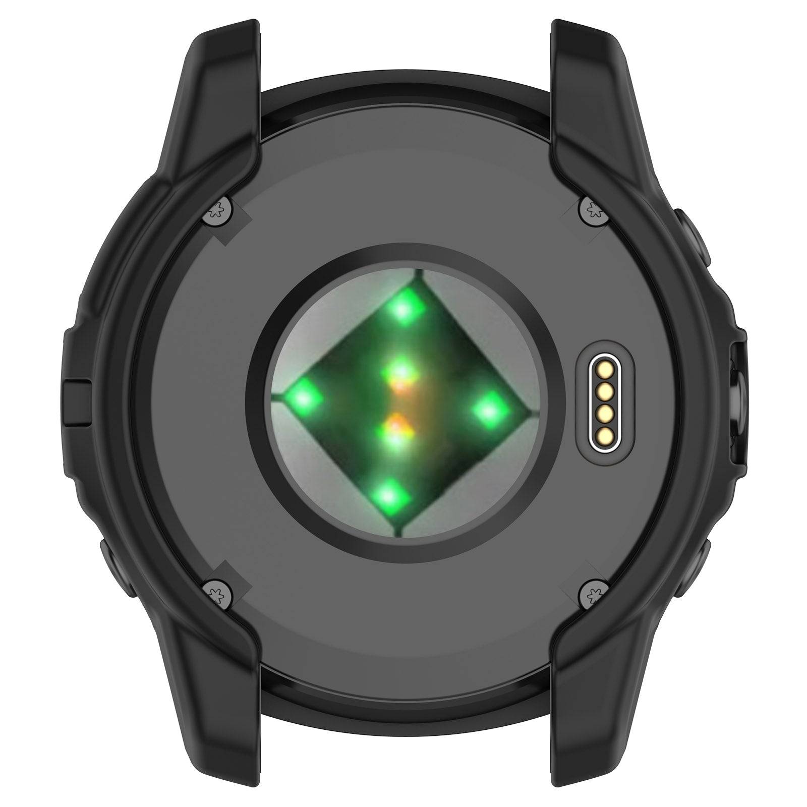 Rear view of GARMIN Fenix E with armor protective case, ensuring full sensor functionality while providing impact-resistant coverage.