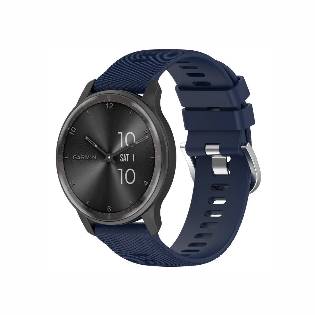 Classic Silicone Watch Band for GARMIN in navy blue, featuring a breathable design and strong buckle for a reliable fit.