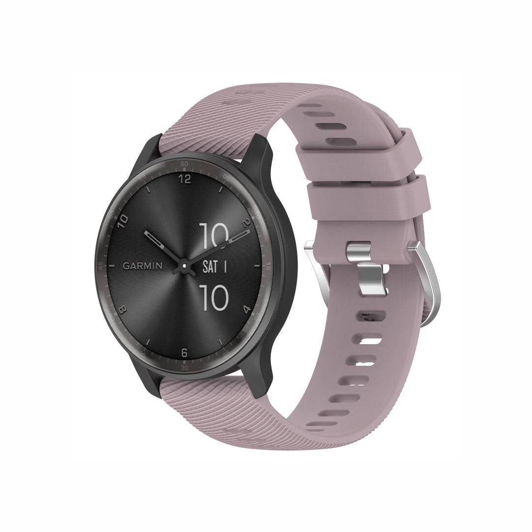 Classic Silicone Watch Band for GARMIN in lavender, offering a soft, elegant look with a durable silver clasp for daily use.