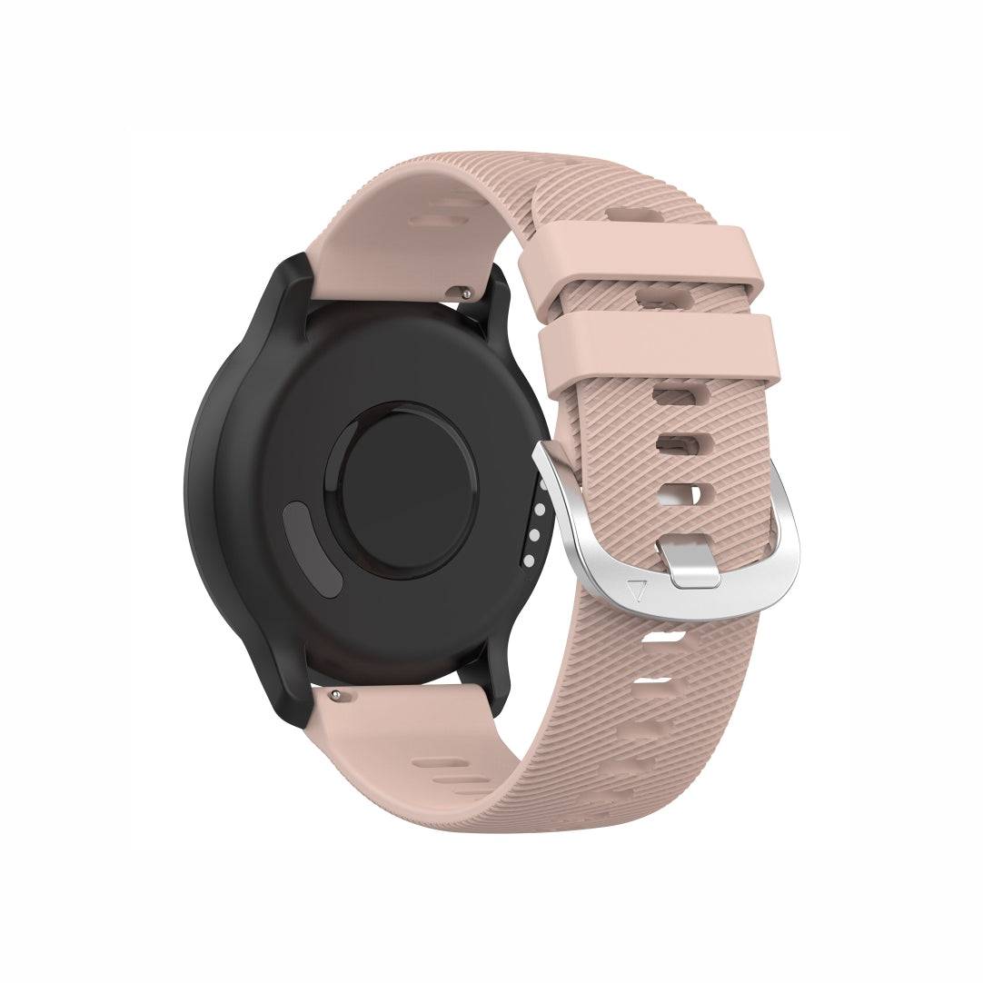 Back view of Classic Silicone Watch Band for GARMIN in light pink, offering a feminine and secure design with silver clasp.
