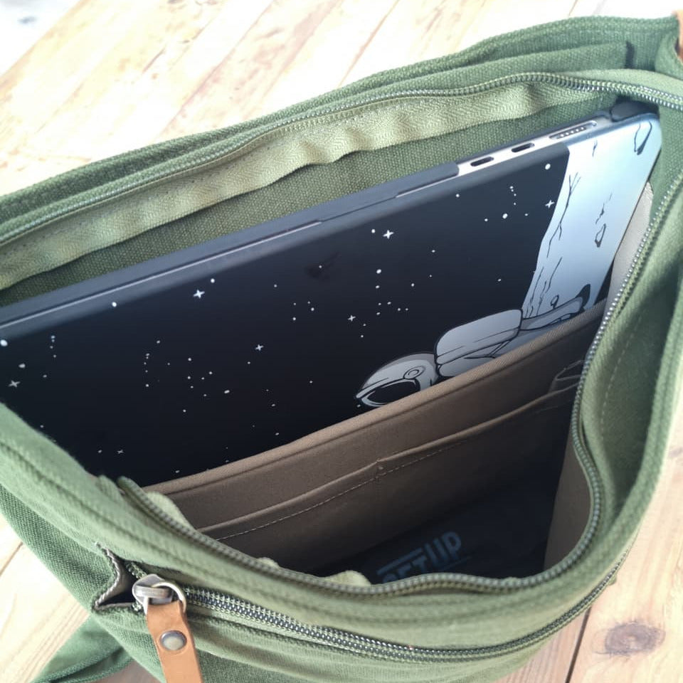Interior view of Zoodle Laptop Backpack with padded compartment holding a laptop, ideal for tech-savvy users in South Africa.