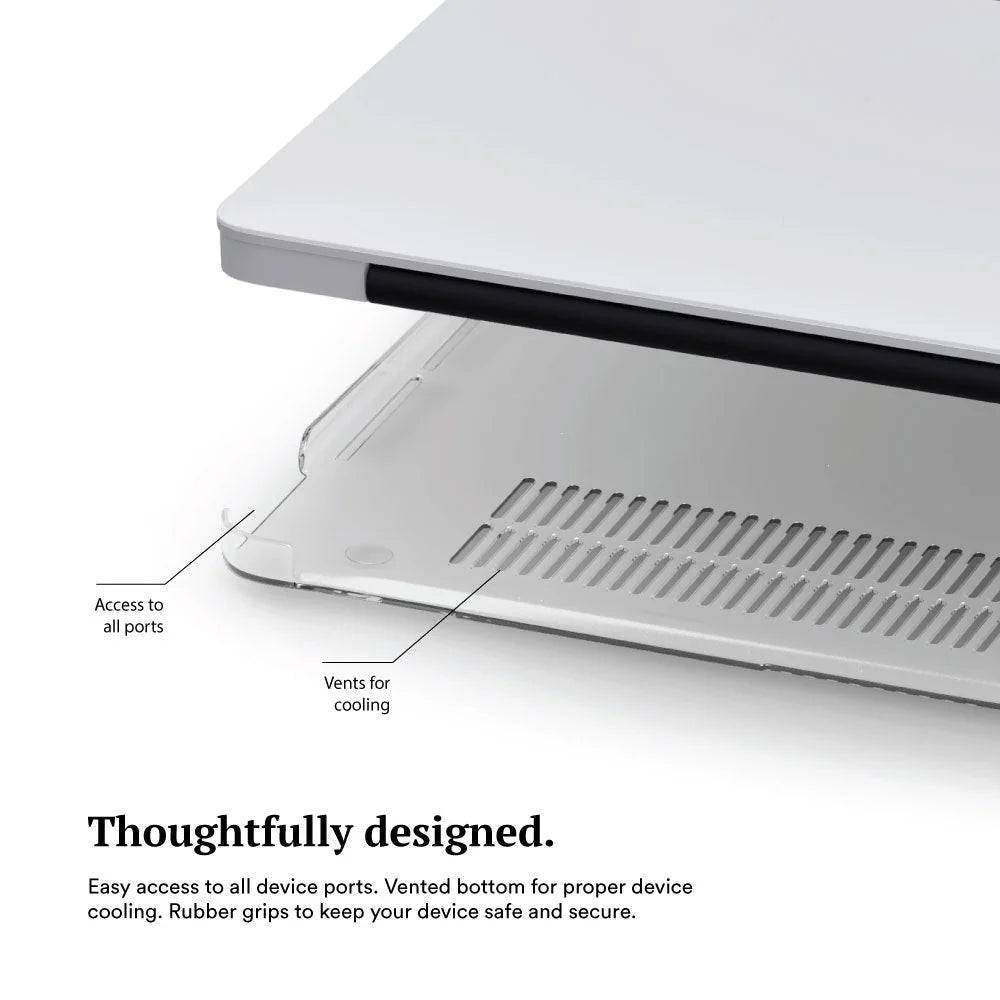 Clear glitter diamonds MacBook case with ventilation vents and access to all ports, lightweight protective cover for Apple laptops