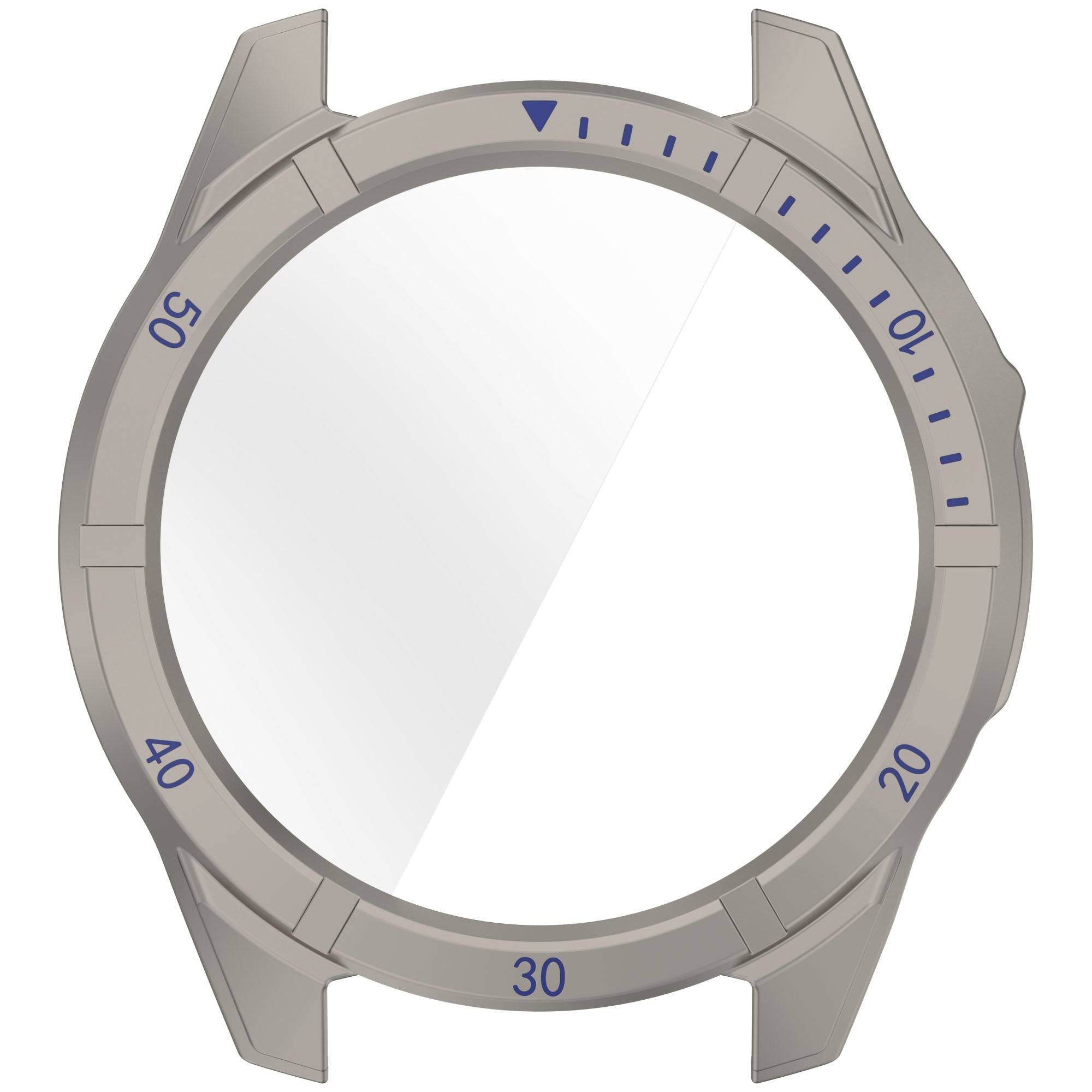 Top-down view of Garmin Fenix 8 PC protective case with clear screen protection. Scratch-resistant and lightweight for everyday use.