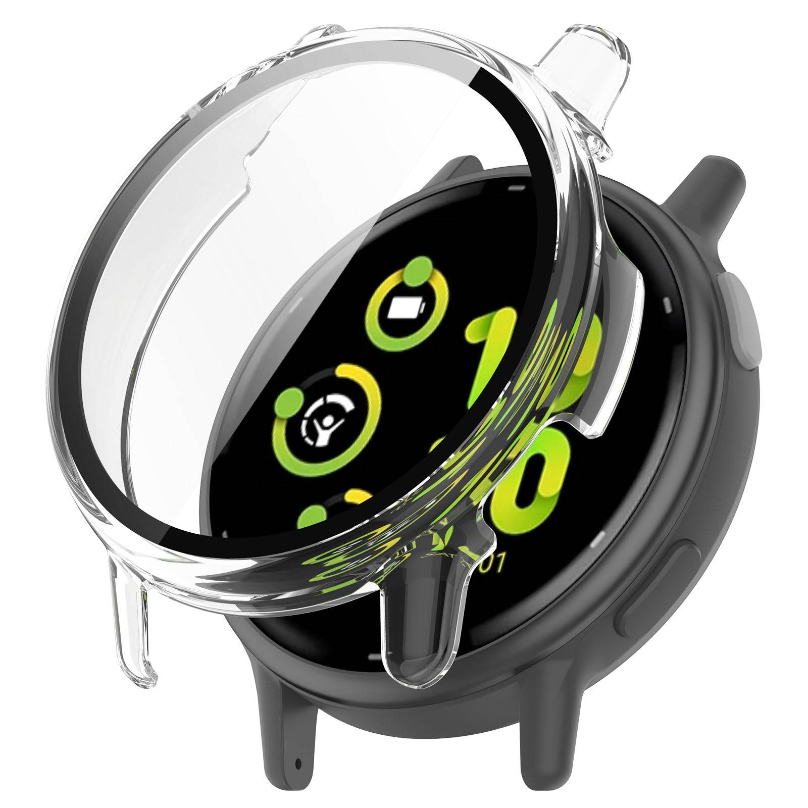 PC Protective Case for Garmin Vivoactive 5 - Zoodle shown partially installed on smartwatch. Clear, scratch-resistant shield fits snugly over the display.