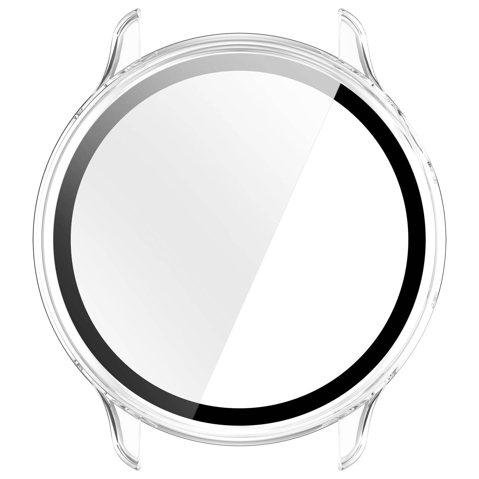 Top view of Garmin Vivoactive 6 protective case showing clear screen shield and precise fit for smartwatch display protection.