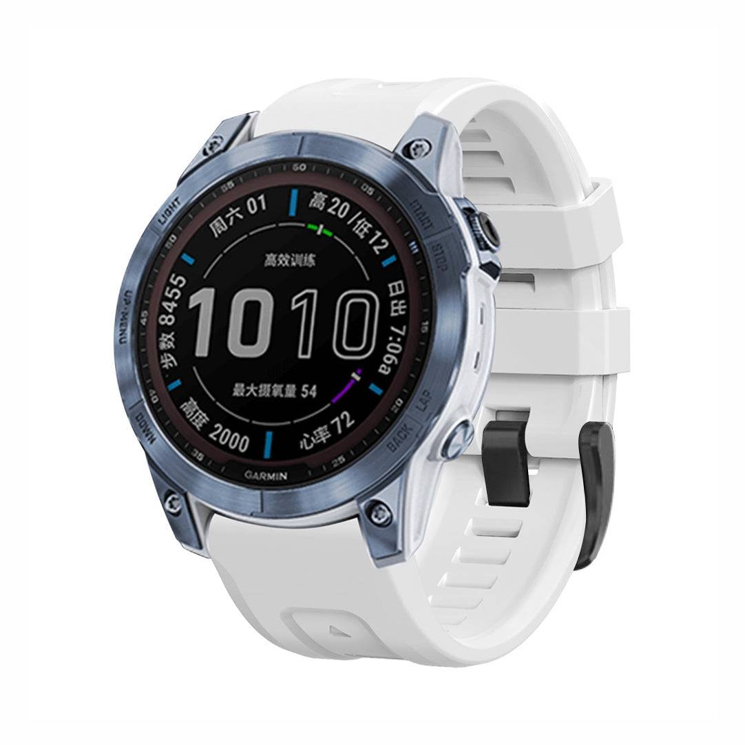 SportX QuickFit Silicone Strap for GARMIN in white, sleek and durable design, waterproof and ideal for Fenix 7 smartwatches.