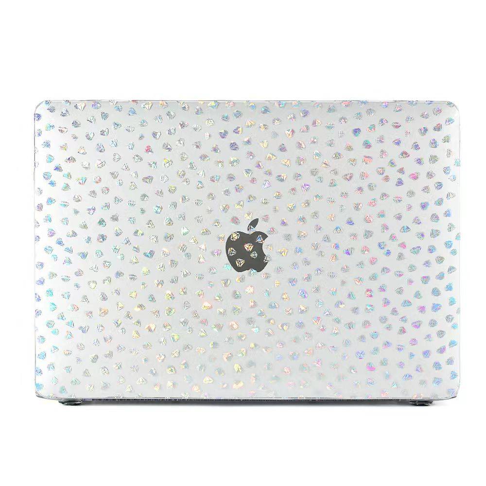 transparent Designer glitter diamonds MacBook case, lightweight protective cover with colourful diamond pattern, from Zoodle south africa
