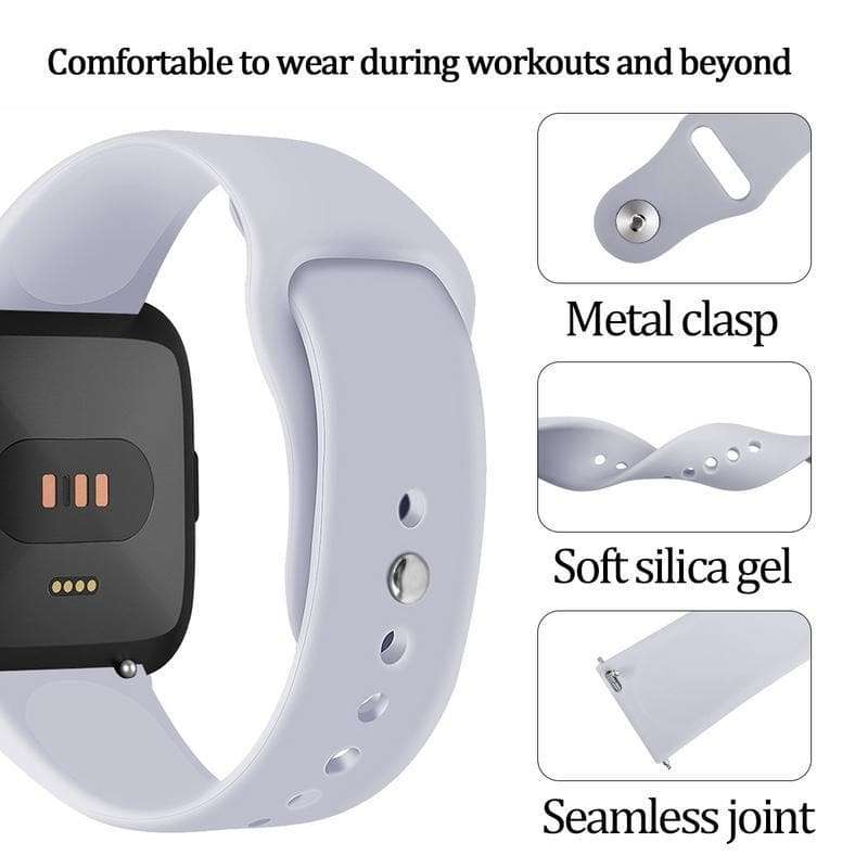 Fitbit Versa Silicon Sports Band - Grey (Small) - Zoodle Fitbit Straps