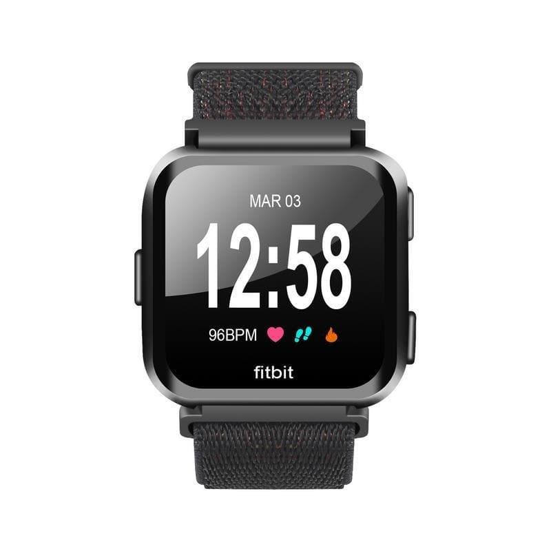 Nylon Loop Sports Strap for Fitbit Versa - Black - Zoodle Fitbit Straps