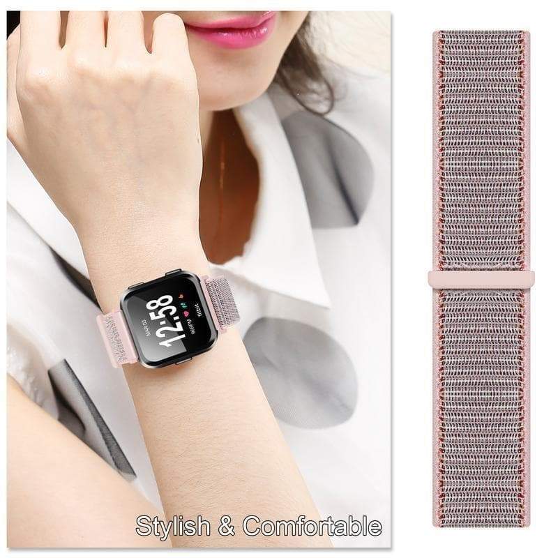 Nylon Loop Sports Strap for Fitbit Versa - Pink - Zoodle Fitbit Straps