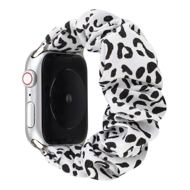 White and black leopard print Scrunchie Fashion Band for Fitbit Versa Watch - Zoodle Fitbit Straps