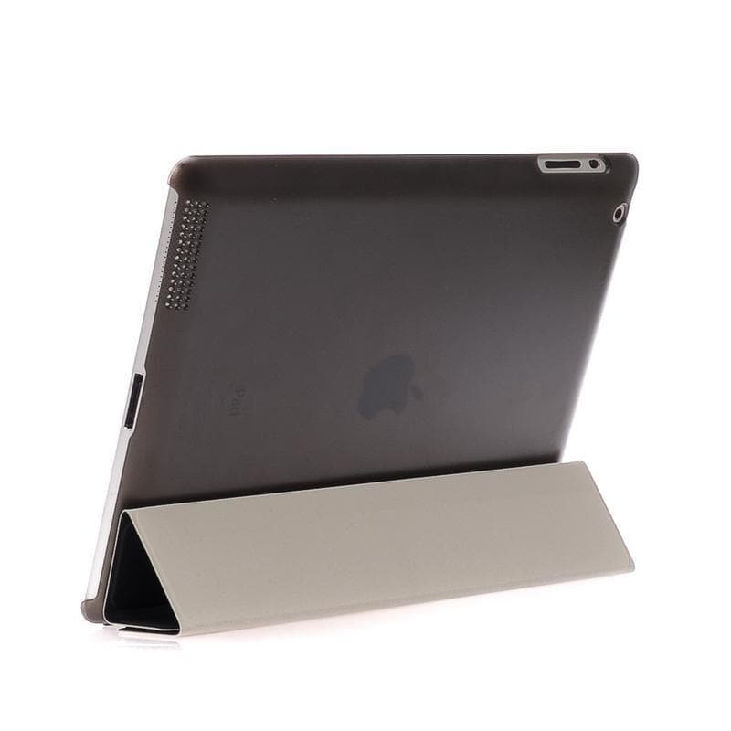 Protective smart flip cover for iPad with a slim, foldable stand design. Features auto wake/sleep function and durable back protection for tablets.