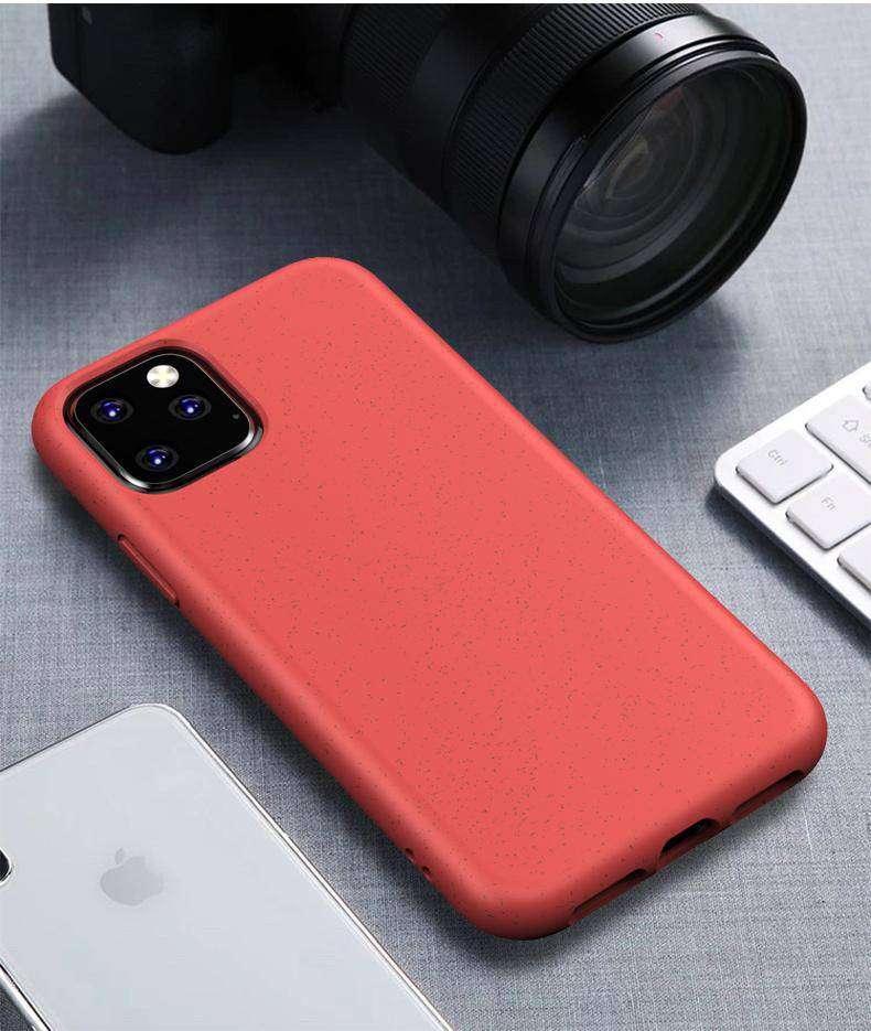 Red Eco-Friendly Slimline iPhone Case with biodegradable wheat straw material, offering stylish and sustainable phone protection.