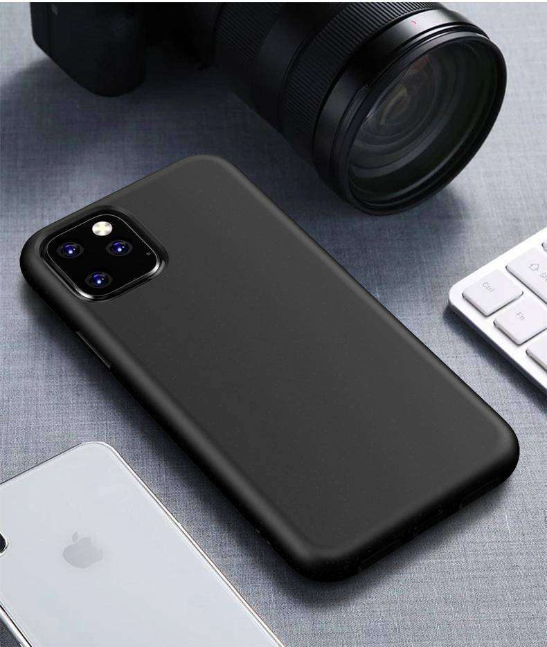 Matte black Eco-Friendly Slimline iPhone Case with minimalist design, made from eco-friendly materials for durable phone protection.