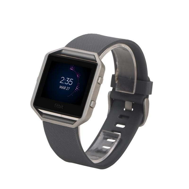 Sleek Fitbit Blaze smartwatch with black band and digital display.