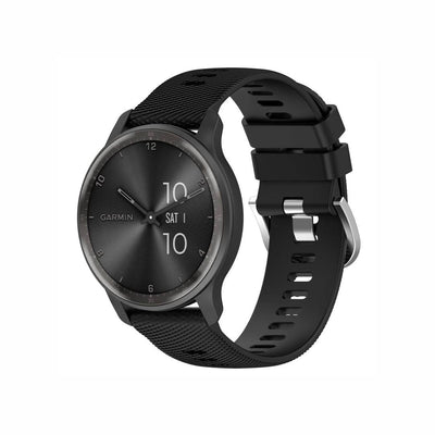 Classic Silicone Watch Band for GARMIN in black, offering a timeless look with a secure silver buckle for any occasion.