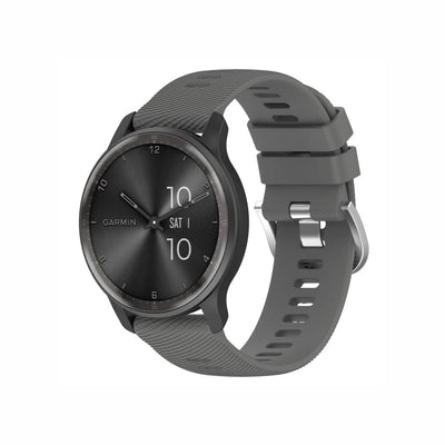 Classic Silicone Watch Band for GARMIN in gray, offering a sleek, water-resistant design with durable silver buckle for everyday wear.