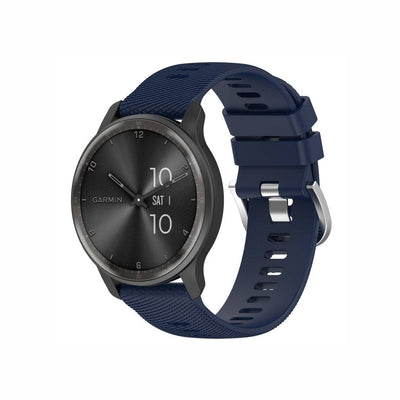 Classic Silicone Watch Band for GARMIN in navy blue, featuring a breathable design and strong buckle for a reliable fit.