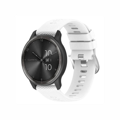 Classic Silicone Watch Band for GARMIN in white, featuring a clean, modern design with a strong silver buckle for all-day comfort.