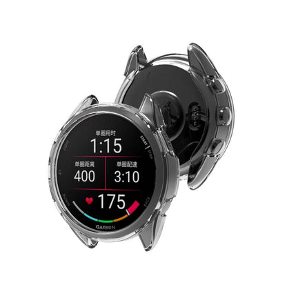 PC Protective Case for GARMIN Forerunner 165 with tempered glass, offering full-screen coverage and durable edge protection for smartwatch display.