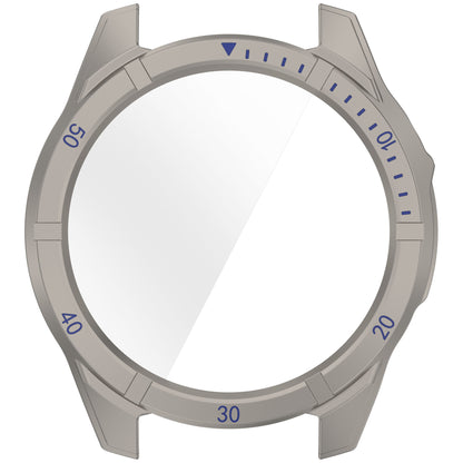 Top-down view of Garmin Fenix 8 PC protective case with clear screen protection. Scratch-resistant and lightweight for everyday use.