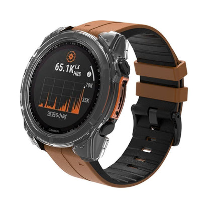 Garmin Fenix 8 smartwatch with Zoodle PC Protective Case installed, showcasing rugged design and screen shield for optimal durability.