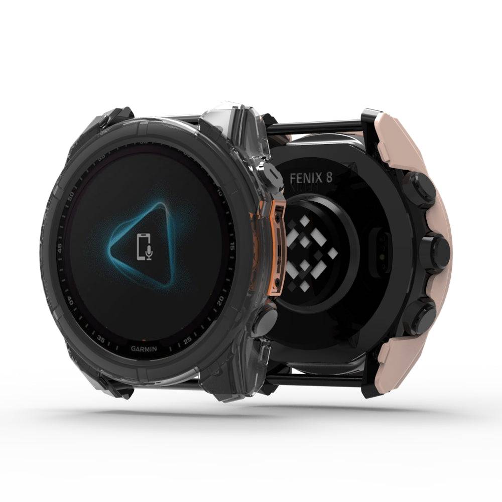 PC Protective Case for Garmin Fenix 8 by Zoodle shown on smartwatch, offering full coverage and screen protection for 43mm to 51mm models.