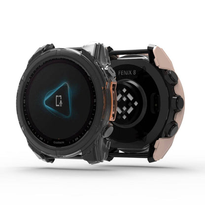 PC Protective Case for Garmin Fenix 8 by Zoodle shown on smartwatch, offering full coverage and screen protection for 43mm to 51mm models.