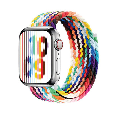 Rainbow upgraded braided nylon Apple Watch band Zoodle SA - stretchy solo loop for Series 9