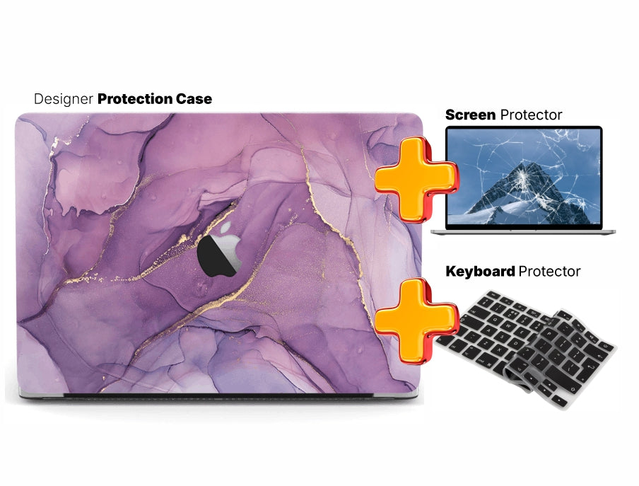 Protection Bundle for MacBook 13" – Purple Marble