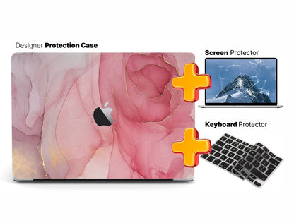 Protection Bundle for MacBook 13" – Pink Rose Marble