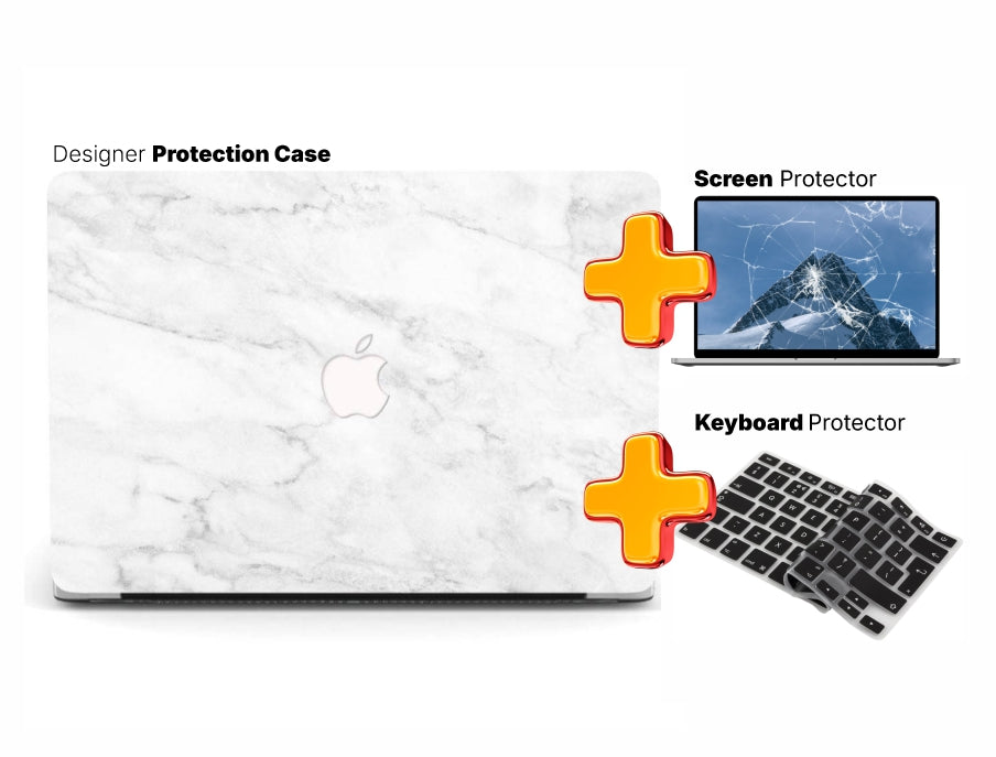 Protection Bundle for MacBook 13" – White Granite