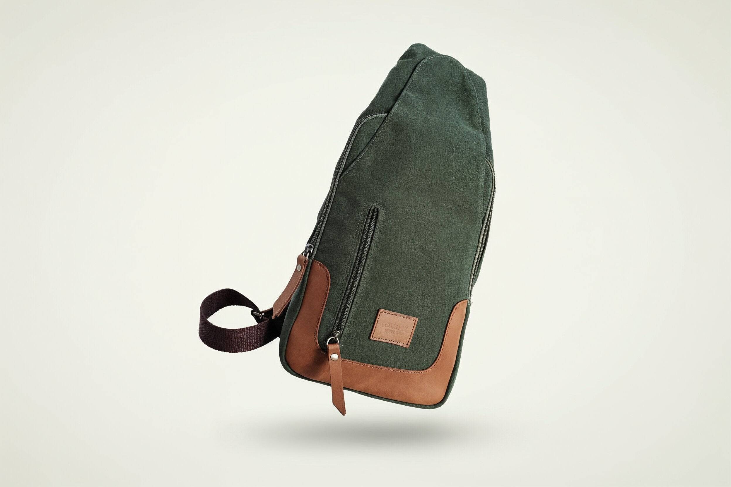 Zoodle Olive iPad Sling Bag made from 14oz stone wash canvas and premium leather, ideal for carrying tablets in South Africa.