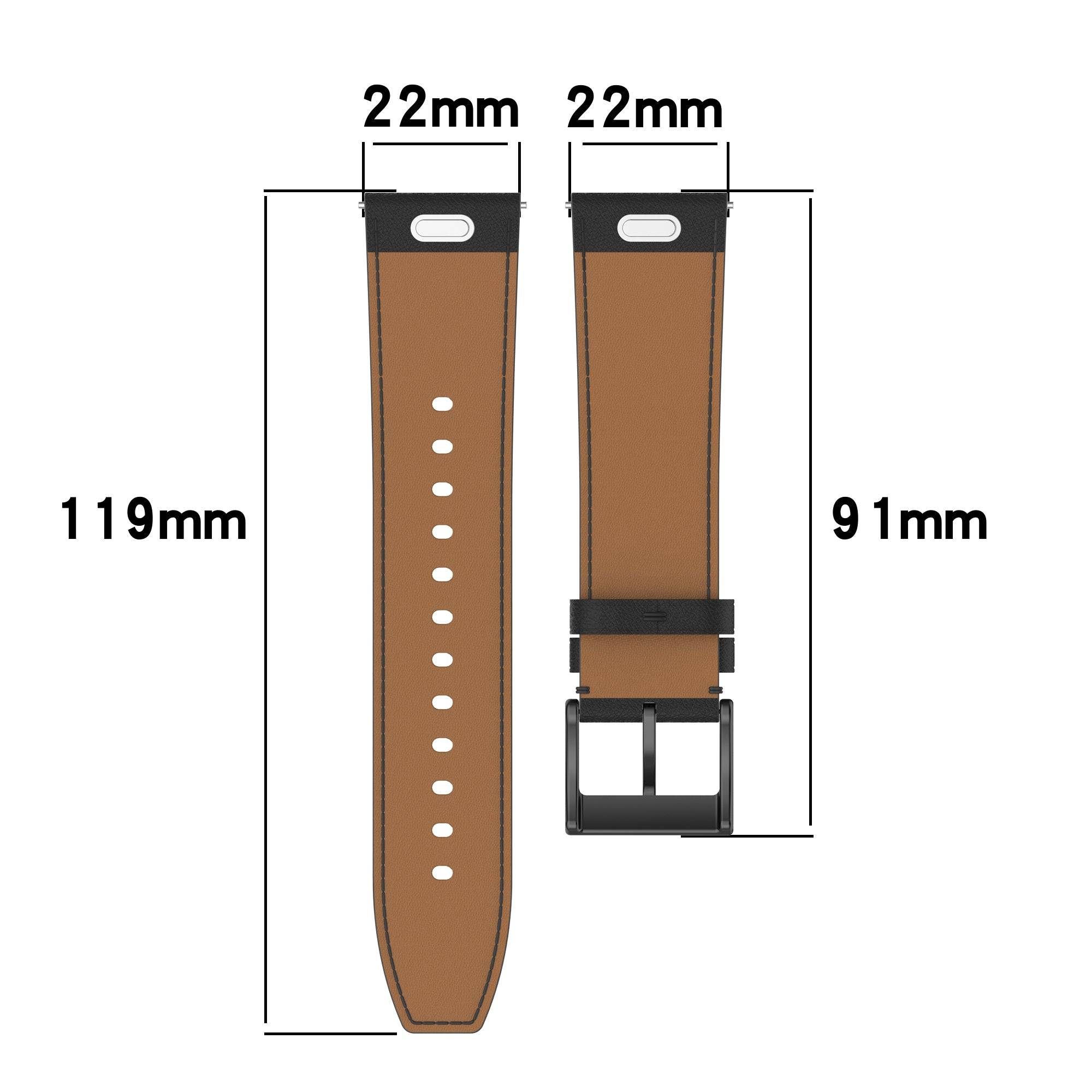 Zoodle leather strap for Garmin 22mm with dimensions 119mm and 91mm, quick-fit design ideal for stylish and durable smartwatch wear.