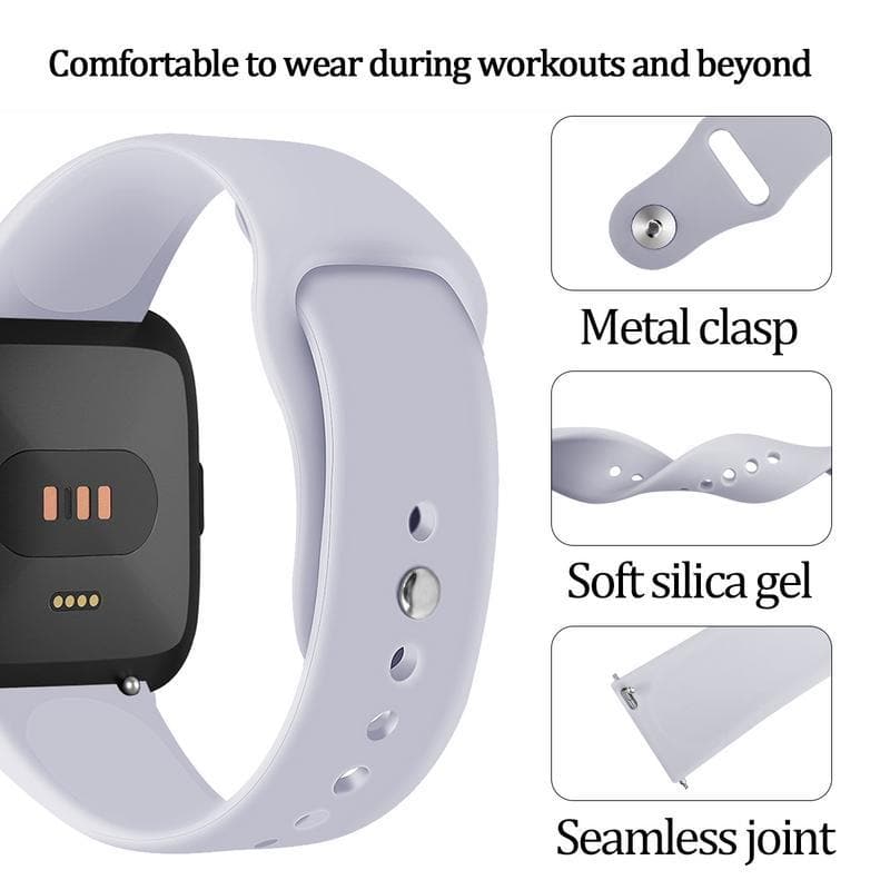 Fitbit Versa Silicon Sports Band - Grey (Small) - Zoodle Fitbit Straps
