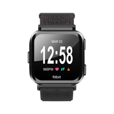 Nylon Loop Sports Strap for Fitbit Versa - Black - Zoodle Fitbit Straps