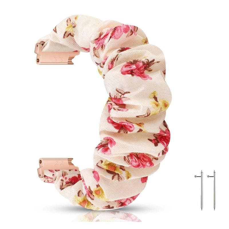 Pink Flower Scrunchie Fashion Band for Fitbit Versa / Versa 2 / Lite - Zoodle Fitbit Straps