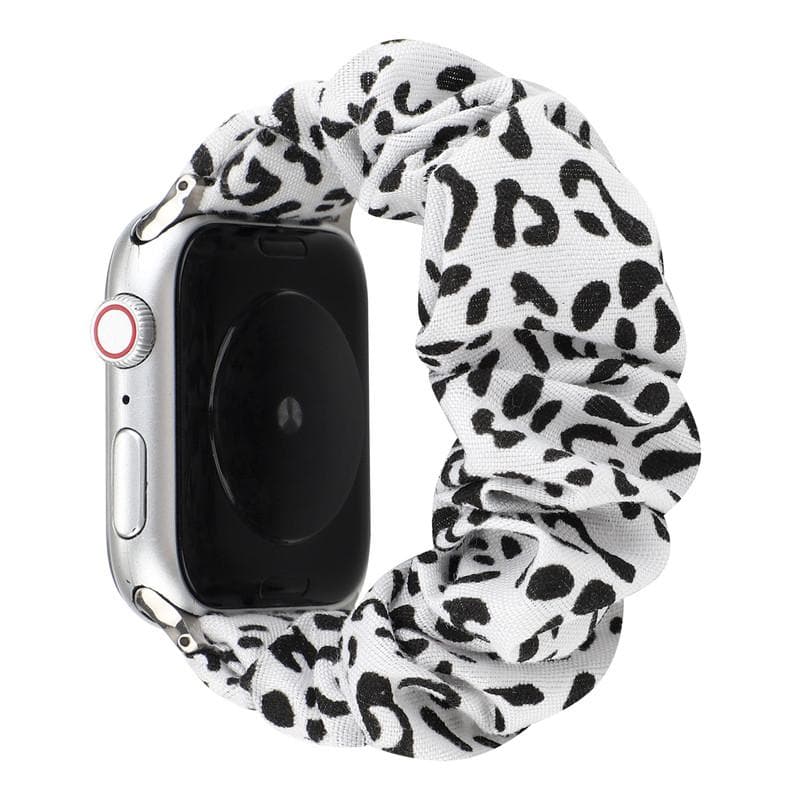 White and black leopard print Scrunchie Fashion Band for Fitbit Versa Watch - Zoodle Fitbit Straps