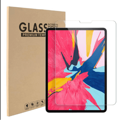 Tempered Glass Screen Protector for iPad with colorful display, offering scratch and shatter protection. Designed for full-screen clarity and durability.