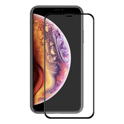 Tempered Glass Screen Protector for iPhone with black border, offering scratch-resistant and crystal-clear HD display protection.